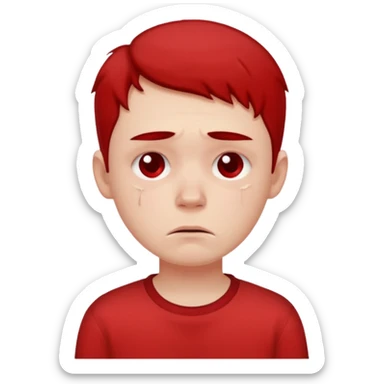 Sad boy with red shirt sticker