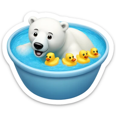 Polar bear swimming in a pool with rubber duckies sticker