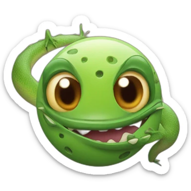 planet Venus with a cartoon smirking lizard face sticker