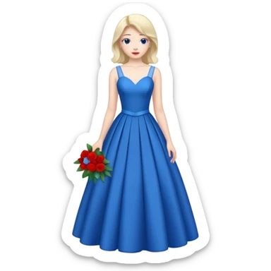blue prom dress with flowers  sticker