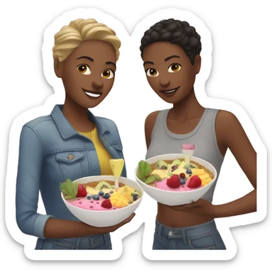 Lesbian couple eating smoothie bowls sticker