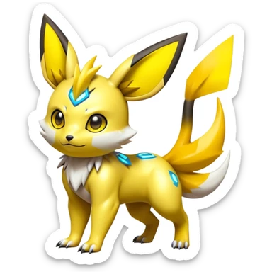 Shiny Futuristic Colorful Pichu-Raichu-Renamon-Zeraora-hybrid-creature sticker
