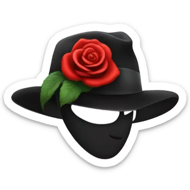 Black hat with red rose sticker