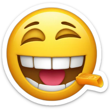 An emoticon with a capital letter a in the mouth. sticker