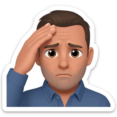 a worried amercan man and hand on forehead sticker