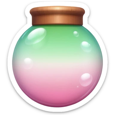 Aesthetic Bubble Tee with a pink-to-white and white-to-green match gradient, brown balls and a brown tube sticker