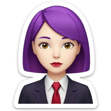 Office Lady with Purple Bob, black suit sticker