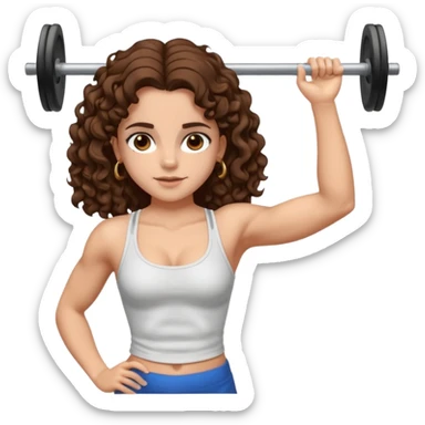 full body, very beautiful italian girl, dark brown eyes, looking like Emma Watson, with curly and big volume very bright brown hair, and a golden piercing ring in nose on left side, doing pull up, muscled

 sticker