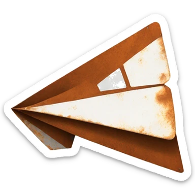 paper airplane made of rusted steel sticker