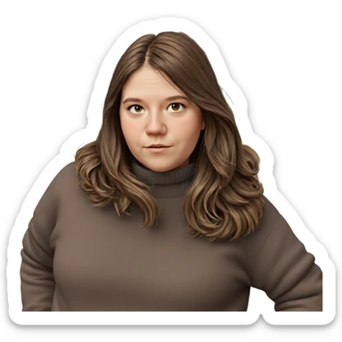 brown haired girl in sweater sticker
