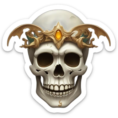 stylized artistic representation of a skull with various fantasy elements  sticker