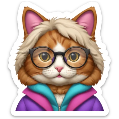 Cat wearing geekchic mood glasses  sticker