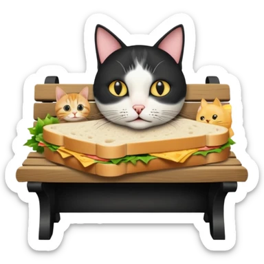 Katze und sülzkotlett auf gartenbank sticker