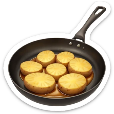 potato being heated in a frying pan sticker