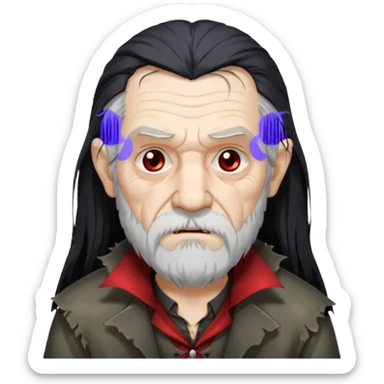 sad face vampire old man long hair with beard half dress
 sticker