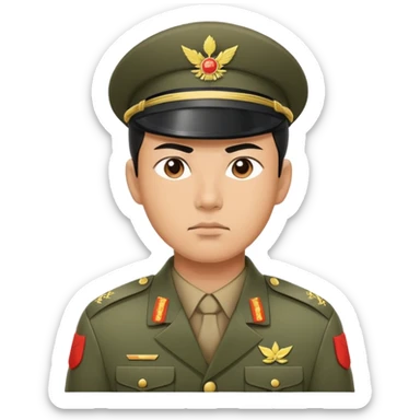 serious asian photorealistic china soldier sticker