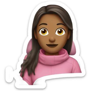 White brunette woman in pink tesla window sticker