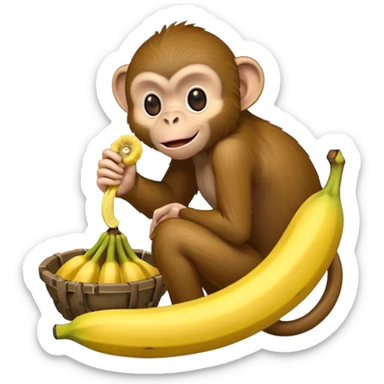 Make a monkey eating a banana in a trap sticker