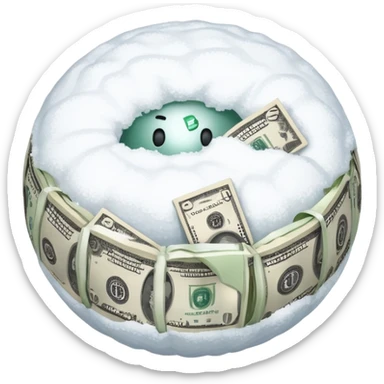 Snow ball with dollar bills  sticker