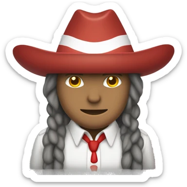 tiburon con sombrero de color blanco y el sombrero rojo sticker