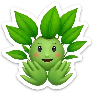 I need a branded mascot. It should be a plant bud, with two leaves, with a face, hands and feet. it should be cute and friendly. sticker