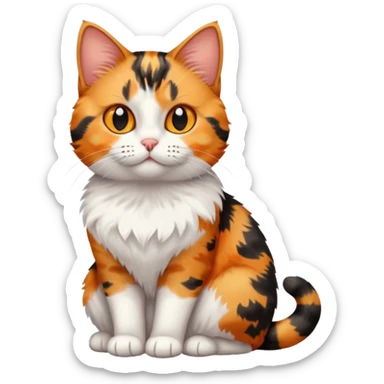 full body calico tabby cat with tiny head and fat body sticker