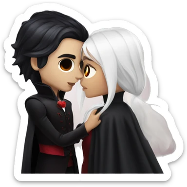 Vampire with black hair kissing girl with white hair sticker