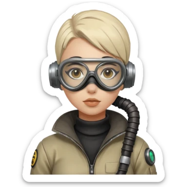 cyberpunk gasmask girl programmer buzzcut  sticker