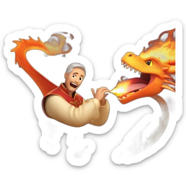 francis cabrel singing on a dragon spitting flames sticker