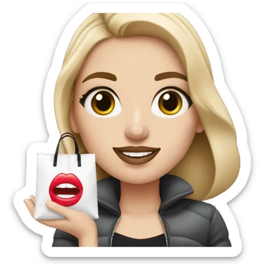 a white girl hoding a sephora bag sticker