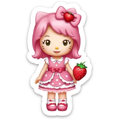 hello kitty strawberry shortcake pink sticker