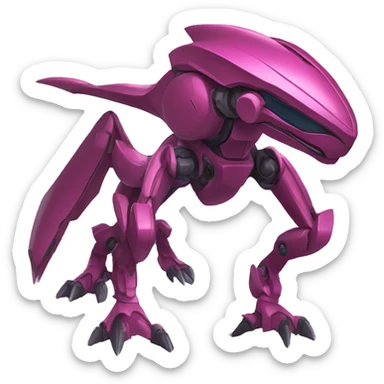 a Genesect-Raptor-Fakémon—hybrid with a futuristic visor-helmet full body sticker