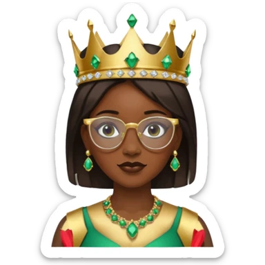 black queen with glassess and crown sticker