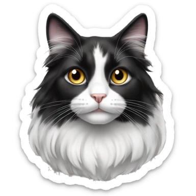 black-and-white cat domestic long-haired sticker