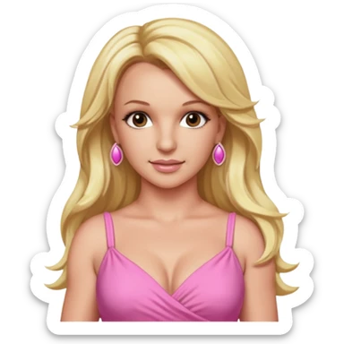 Britney Spears long blonde hair, pink dress sticker