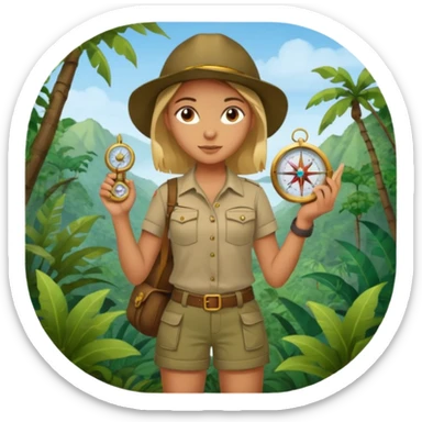 Girl + compass,Jungle Explorers. sticker