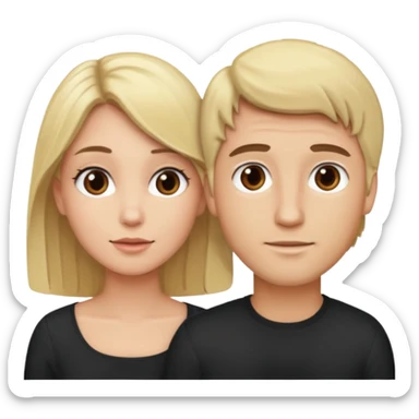 couple male blonde hair female dark brown hair sticker