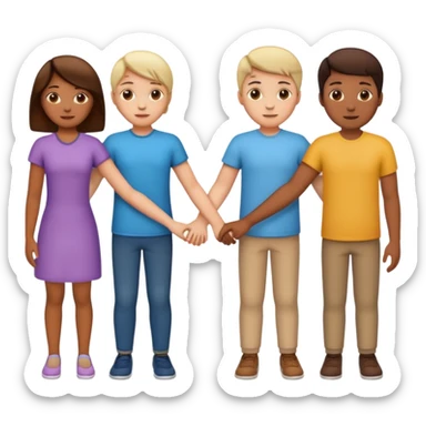 five people holding handsin circle sticker