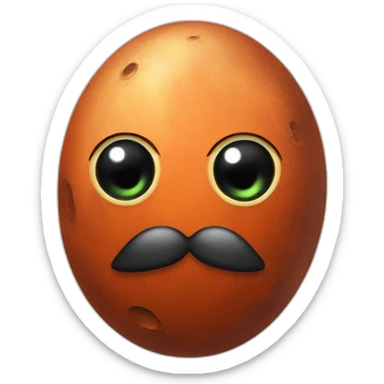 the planet mars with furios eyes and moustache sticker