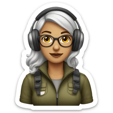 Mulher Loira com Headset com oculos estilo aviador sticker