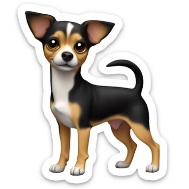 Chihuahua jack russel dog, black & tan full body  sticker