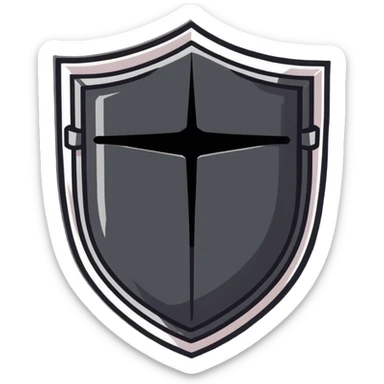 cartoonish sticker of a shield and uzi sticker