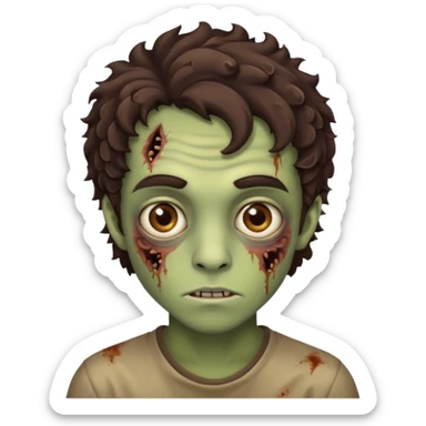 это должен быть юноша, глаза цвета хамелион, но более коричневые, выглядит как зомби и еще немножко кудрявые волосы темно коричневого цвета sticker