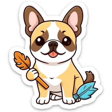 Dark brown French bulldog dusting  sticker