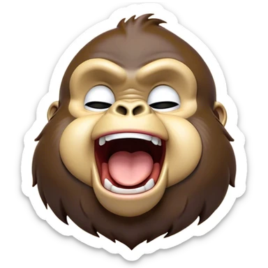 Cinematic Cute Yawning Gorilla Portrait Emoji, Head tilted slightly with a dramatic, wide-open yawn, showcasing a thick, velvety Fur with drowsy, half-closed eyes and a relaxed, open expression, Simplified yet irresistibly adorable features, highly detailed, glowing with a soft, cozy jungle glow, high shine, relaxed yet expressive, stylized with a dash of whimsical primate charm, soft glowing outline, capturing the essence of a drowsy yet affectionate guardian that appears ready to stretch out for a nap! sticker
