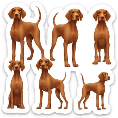 Grown Vizsla dog. Standing. Stocky. Droopy ears. Long legs. Light color paws. Very Light color face.  sticker