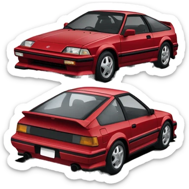 89 red Honda crx si with aluminum wheels  sticker