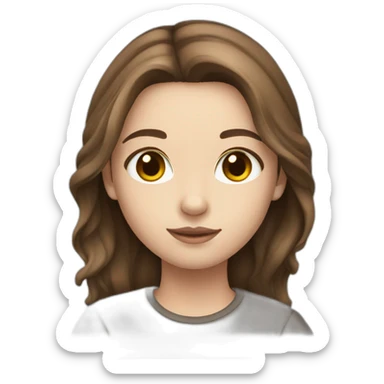 Girl white skin brown hair brown eyes middle part sticker