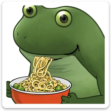 bufo eating noodles sticker