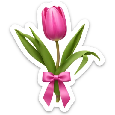 Pink tulips with a bow sticker